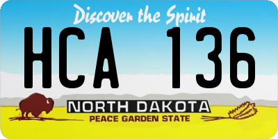 ND license plate HCA136