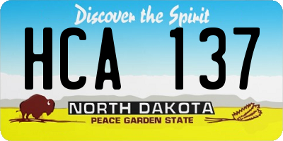 ND license plate HCA137