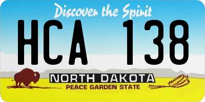 ND license plate HCA138