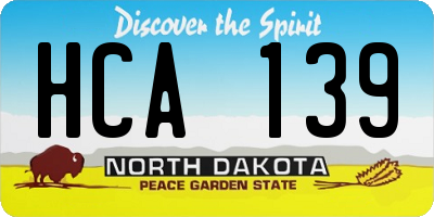 ND license plate HCA139