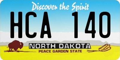 ND license plate HCA140