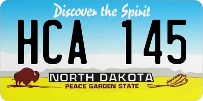 ND license plate HCA145