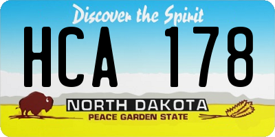 ND license plate HCA178