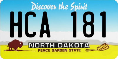 ND license plate HCA181