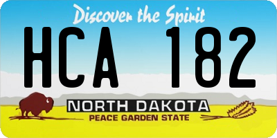 ND license plate HCA182