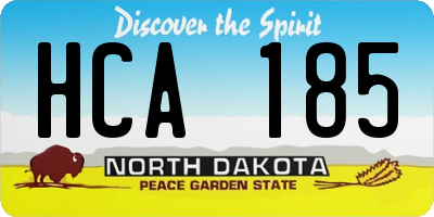 ND license plate HCA185