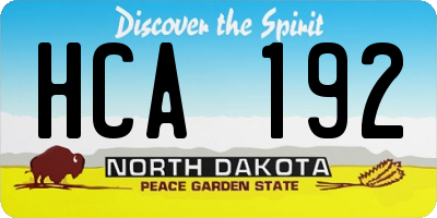 ND license plate HCA192