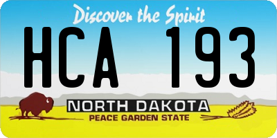 ND license plate HCA193