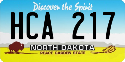 ND license plate HCA217