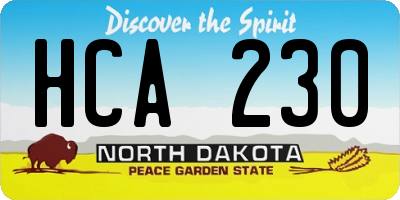 ND license plate HCA230