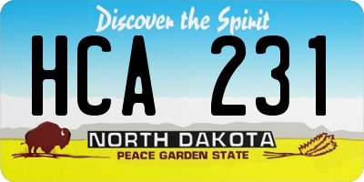 ND license plate HCA231