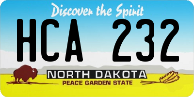 ND license plate HCA232