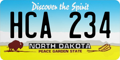 ND license plate HCA234