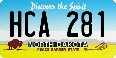 ND license plate HCA281