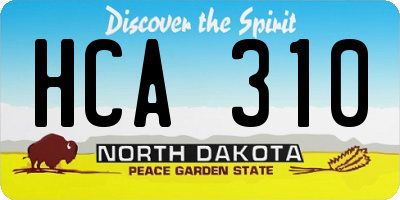 ND license plate HCA310