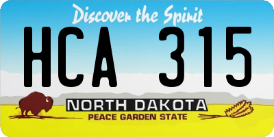 ND license plate HCA315
