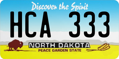 ND license plate HCA333