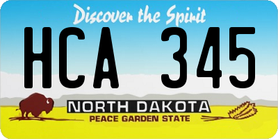 ND license plate HCA345