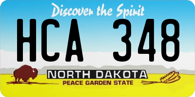 ND license plate HCA348