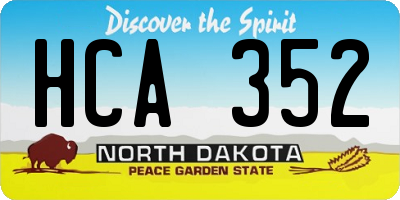 ND license plate HCA352