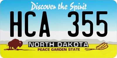 ND license plate HCA355