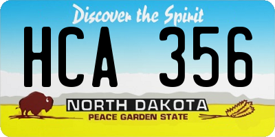 ND license plate HCA356