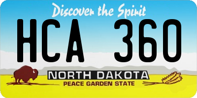 ND license plate HCA360