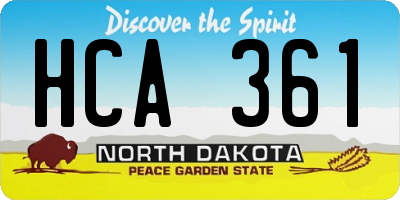 ND license plate HCA361