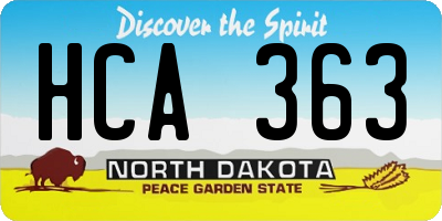 ND license plate HCA363
