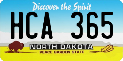 ND license plate HCA365