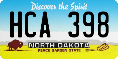 ND license plate HCA398