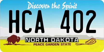 ND license plate HCA402