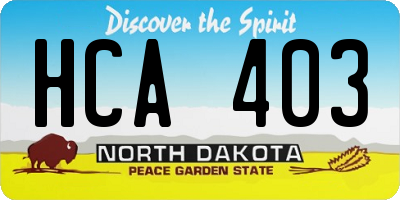 ND license plate HCA403