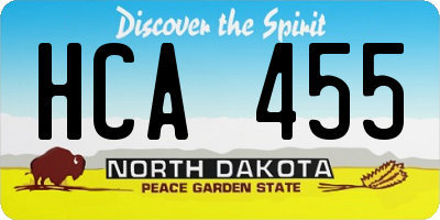 ND license plate HCA455