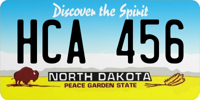 ND license plate HCA456