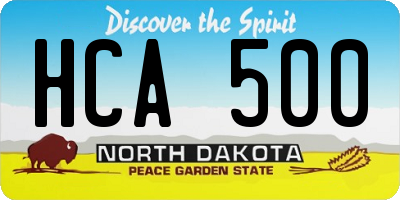 ND license plate HCA500