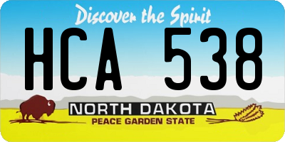 ND license plate HCA538