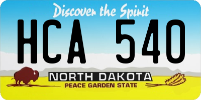 ND license plate HCA540