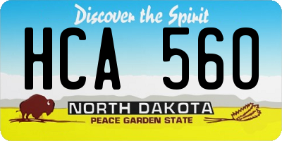 ND license plate HCA560