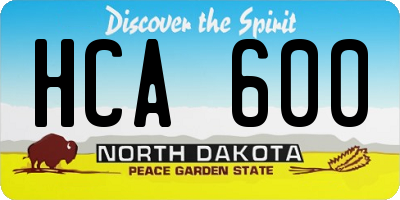 ND license plate HCA600