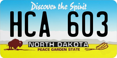ND license plate HCA603