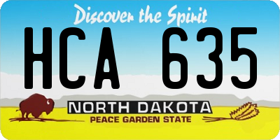 ND license plate HCA635