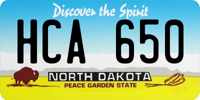 ND license plate HCA650