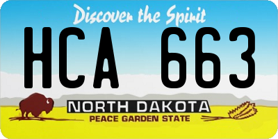 ND license plate HCA663