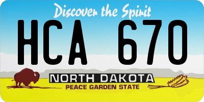 ND license plate HCA670