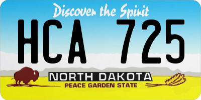 ND license plate HCA725