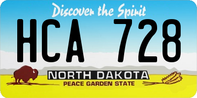 ND license plate HCA728