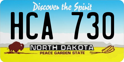 ND license plate HCA730
