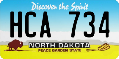 ND license plate HCA734