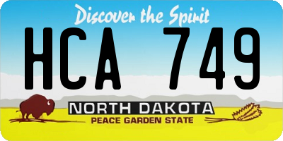 ND license plate HCA749